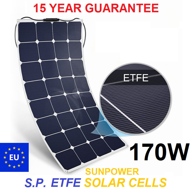 (e) 170W Sunpower ETFE flexible solar panels