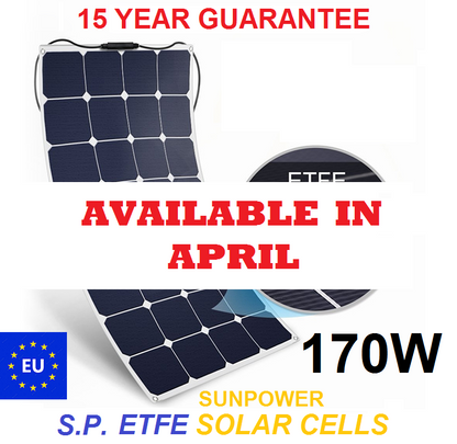 (e) 170W Sunpower ETFE flexible solar panels