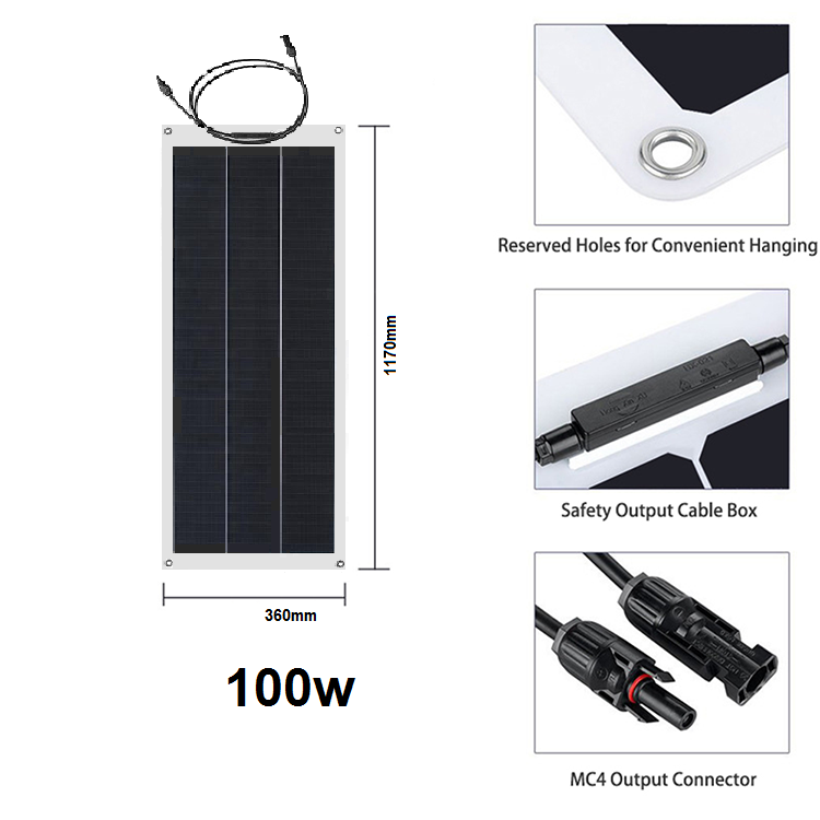 Pannello solare flessibile 100W dim. 1170x360x3mm