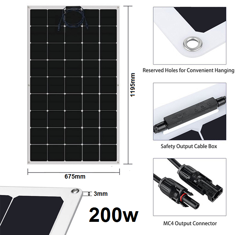 200W Sunpower ETFE flexible solar panels